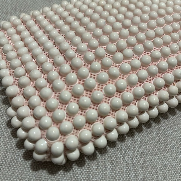 Vintage Candy Dot Clutch-White-Gold Toned Metal Trim-9x5-Kiss Lock Closure - Picture 4 of 16